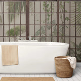 Tapet personalizat zen oriental cu usi soji in stil japonez cu panorama botanica botanic shoji