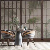 Tapet personalizat zen oriental cu usi soji in stil japonez cu panorama botanica botanic shoji