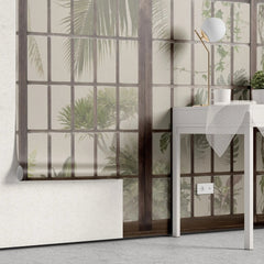 Tapet personalizat zen oriental cu usi soji in stil japonez cu panorama botanica botanic shoji