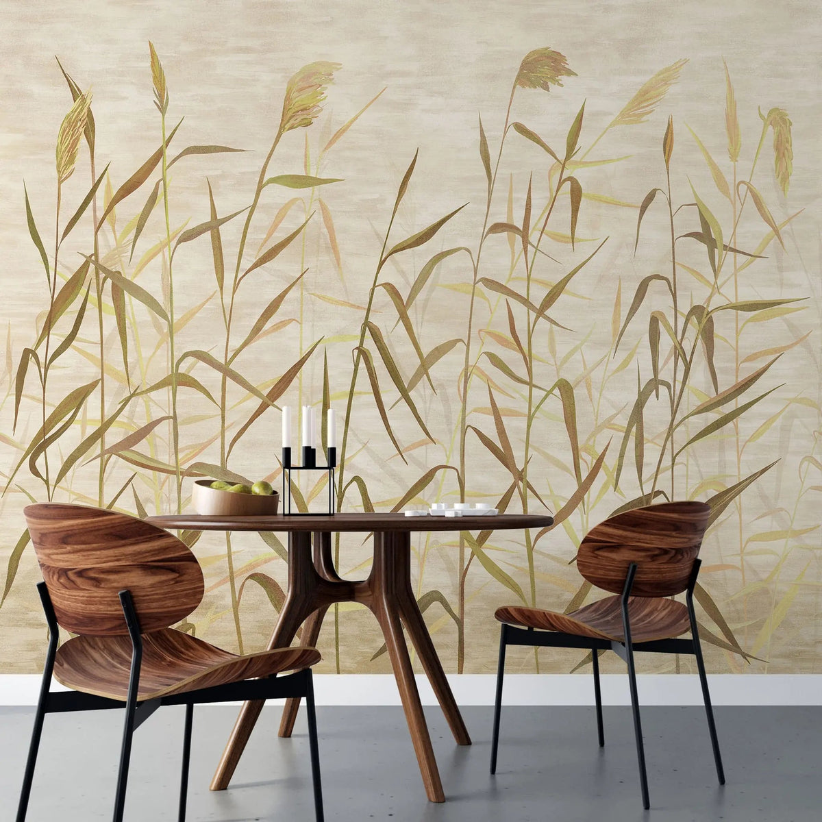 Tapet personalizat zen oriental cu bambus pe un fundal in nuante calde windy bamboo