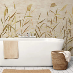 Tapet personalizat zen oriental cu bambus pe un fundal in nuante calde windy bamboo