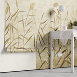 Tapet personalizat zen oriental cu bambus pe un fundal in nuante calde windy bamboo