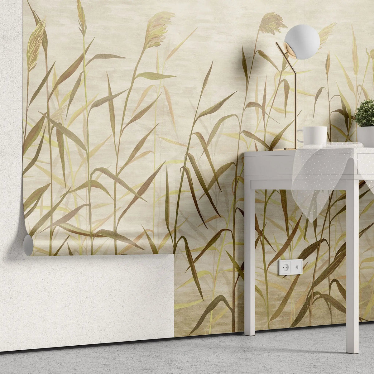 Tapet personalizat zen oriental cu bambus pe un fundal in nuante calde windy bamboo