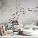 Tapet personalizat zen oriental cu pesti zen in stil japonez pe un fundal alb zen pisces