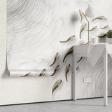 Tapet personalizat zen oriental cu pesti zen in stil japonez pe un fundal alb zen pisces
