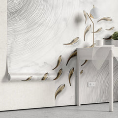 Tapet personalizat zen oriental cu pesti zen in stil japonez pe un fundal alb zen pisces