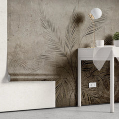 Tapet personalizat zen oriental cu padure tropicala in nuante sepia sepia rainforest