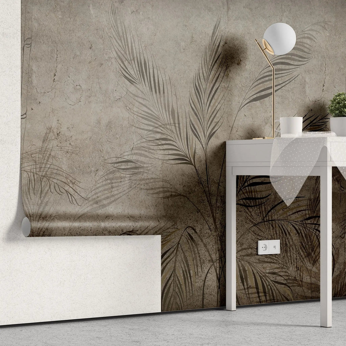 Tapet personalizat zen oriental cu padure tropicala in nuante sepia sepia rainforest