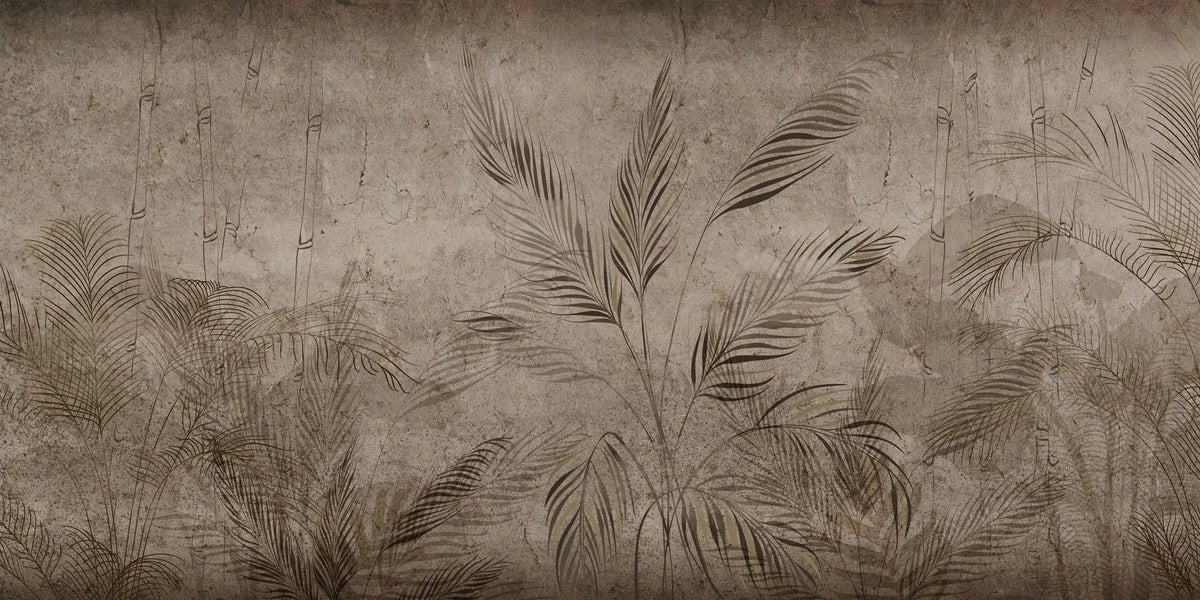 Tapet personalizat zen oriental cu padure tropicala in nuante sepia sepia rainforest