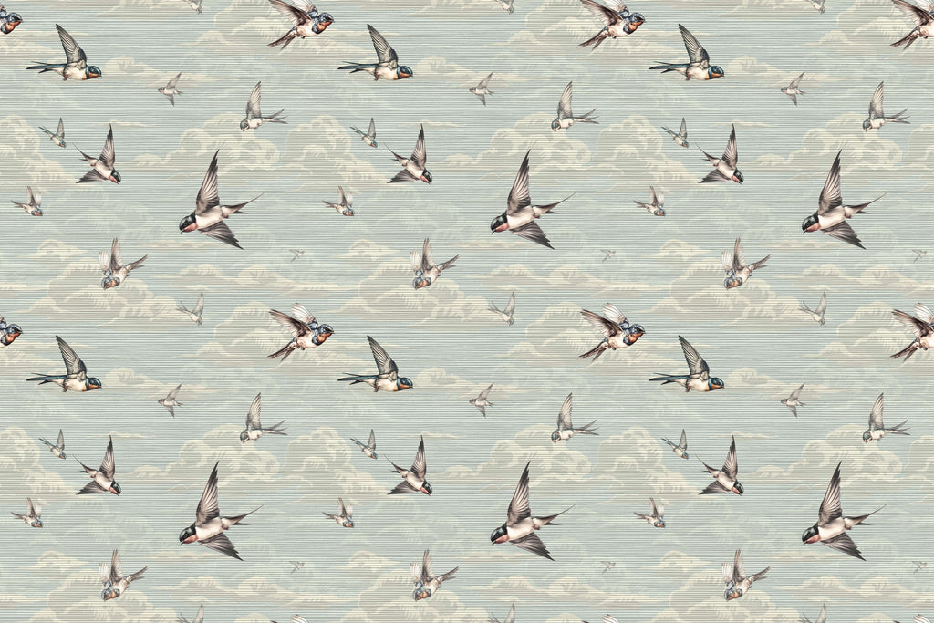 Tapet personalizat  - SPRING SWALLOWS BLUE