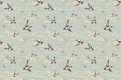 Spring Swallows Blue Personalised Wallpaper
