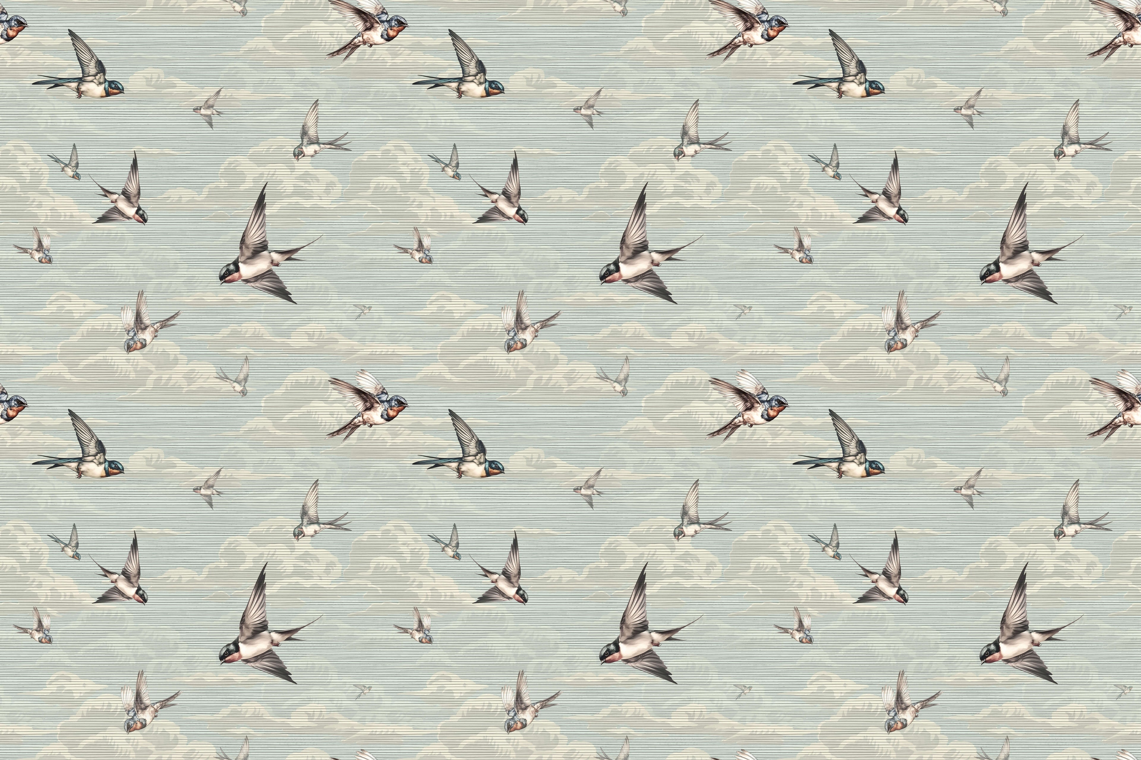 Tapet personalizat  - SPRING SWALLOWS BLUE