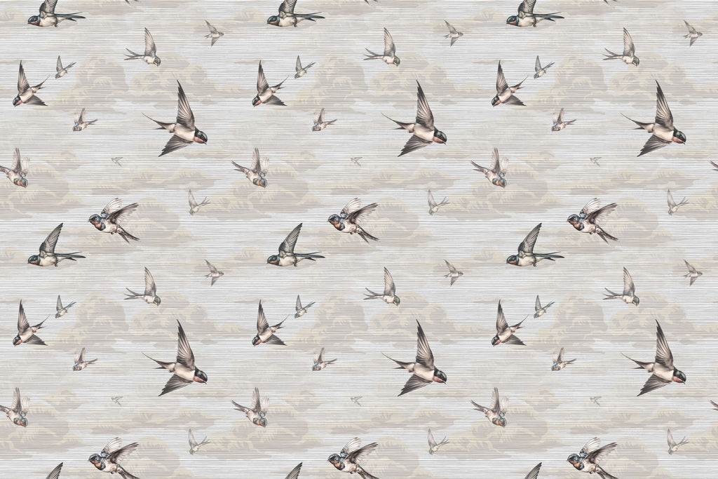 Tapet personalizat  - SPRING SWALLOWS BEIGE