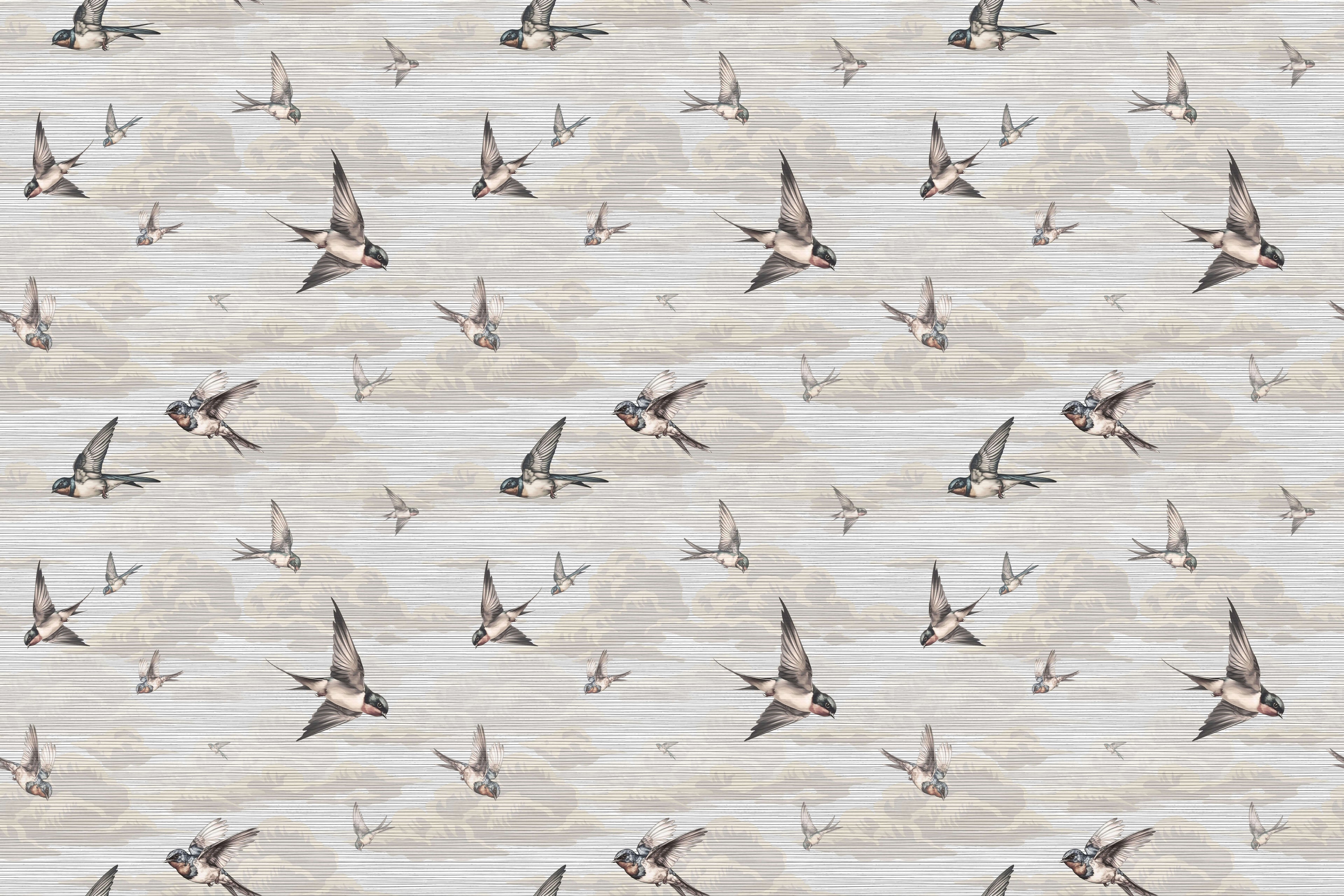 Tapet personalizat  - SPRING SWALLOWS BEIGE