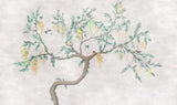 Tapet personalizat zen oriental chinoiserie cu peisaj oriental cu pasari in copac oriental cu fundal texturat bird chinoiserie