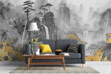 Tapet personalizat zen oriental cu o cascada inghetata intr un peisaj montan oferind o priveliste de o frumusete rece si senina frozen waterfall
