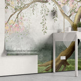 Tapet personalizat zen oriental cu infloriri delicate de cires creand o atmosfera primavaratica plina de eleganta si fragilitate cherry whispers