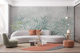 Tapet personalizat zen oriental cu frunze de bambus in nuante subtile de menta aducand o senzatie de prospetime si calm natural minty bamboo
