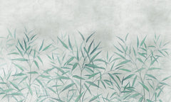 Tapet personalizat zen oriental cu frunze de bambus in nuante subtile de menta aducand o senzatie de prospetime si calm natural minty bamboo