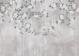 Tapet personalizat zen oriental chinoiserie cu elemente florale pe un fundal de umbre de bambus aducand o nota de eleganta exotica si rafinament bamboo chinoiserie