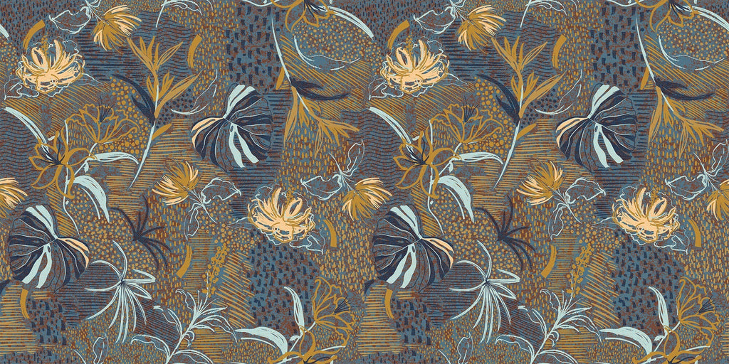 Tapet Zen Oriental cu frunze abstracte - ORIENTAL LEAVES