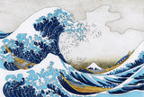 Tapet Zen Oriental cu ilustratia tsunami-uli japonez si barci de lemn - JAPANESE TSUNAMI