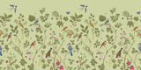 Tapet Zen Oriental cu plante fructifere verzi si pasari - MINTY BIRD CHINOISERIE