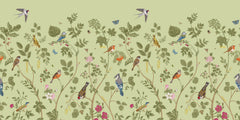 Tapet Zen Oriental cu plante fructifere verzi si pasari - MINTY BIRD CHINOISERIE