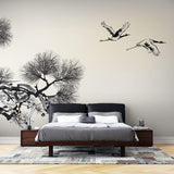 Tapet Zen Oriental cu natura orientala abstracta - INK CRANES
