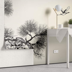 Tapet Zen Oriental cu natura orientala abstracta - INK CRANES