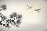 Tapet Zen Oriental cu natura orientala abstracta - INK CRANES