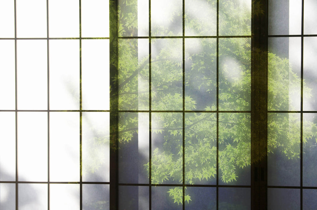 Tapet Zen Oriental cu usi shoji si vegetatie - SHOJI WALL
