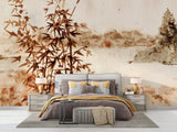Tapet Zen Oriental cu pictura in stil papyrus - PAPYRUS LANDSCAPE