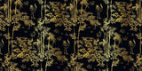 Tapet Zen Oriental cu bambusi aurii pe un fundal negru - GOLDEN BAMBOO FOREST