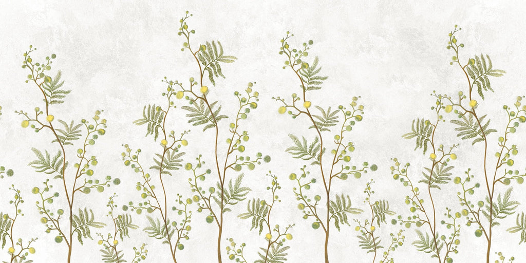 Tapet Zen Oriental cu copaci mimosa pe un fundal texturat - MIMOSA TREE