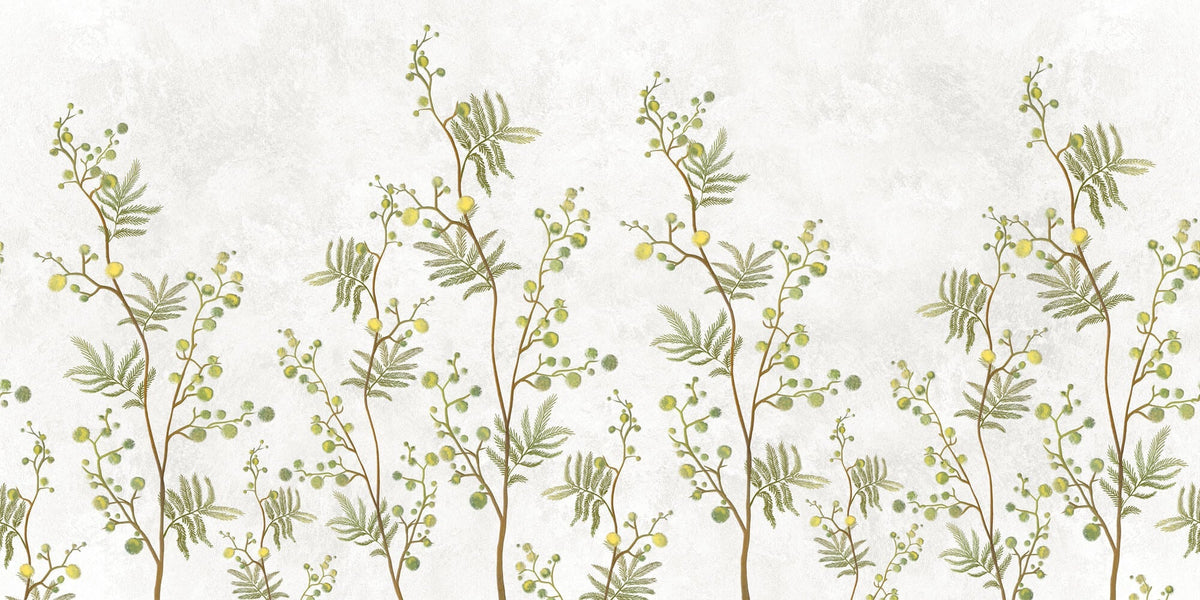 Tapet Zen Oriental cu copaci mimosa pe un fundal texturat - MIMOSA TREE