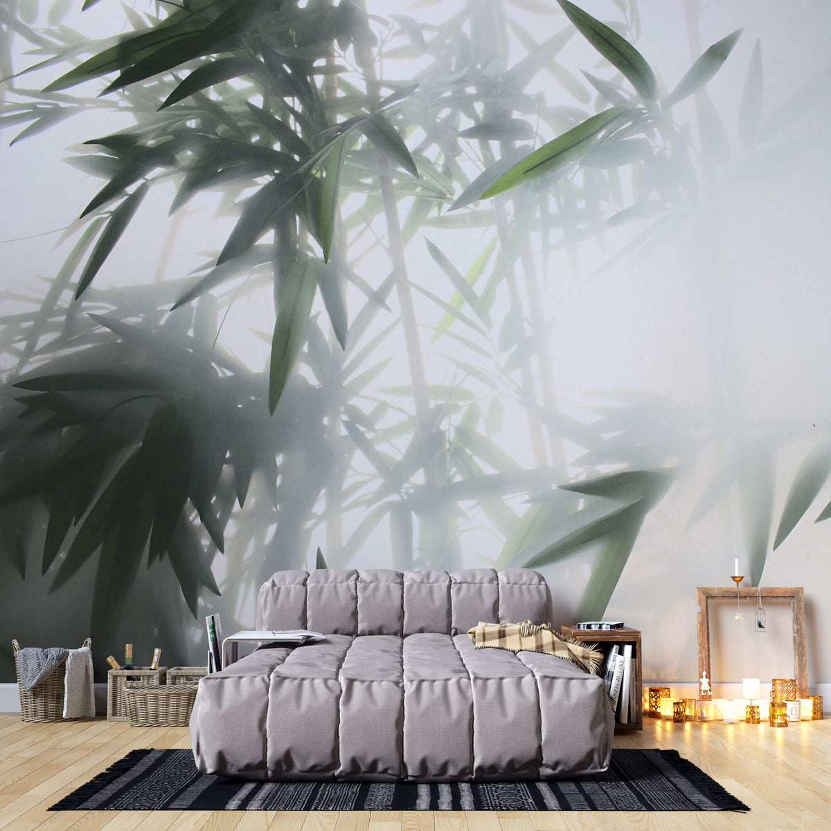 Tapet Zen Oriental cu bambusi aflati in ceata - STEAMY BAMBOO