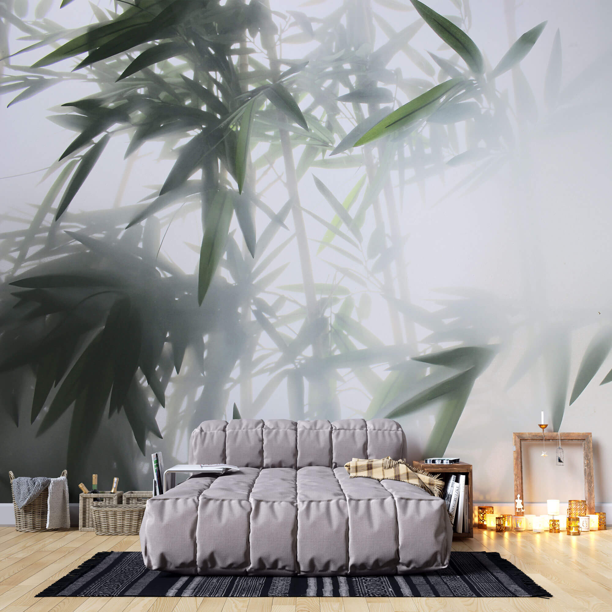 Tapet Zen Oriental cu bambusi aflati in ceata - STEAMY BAMBOO