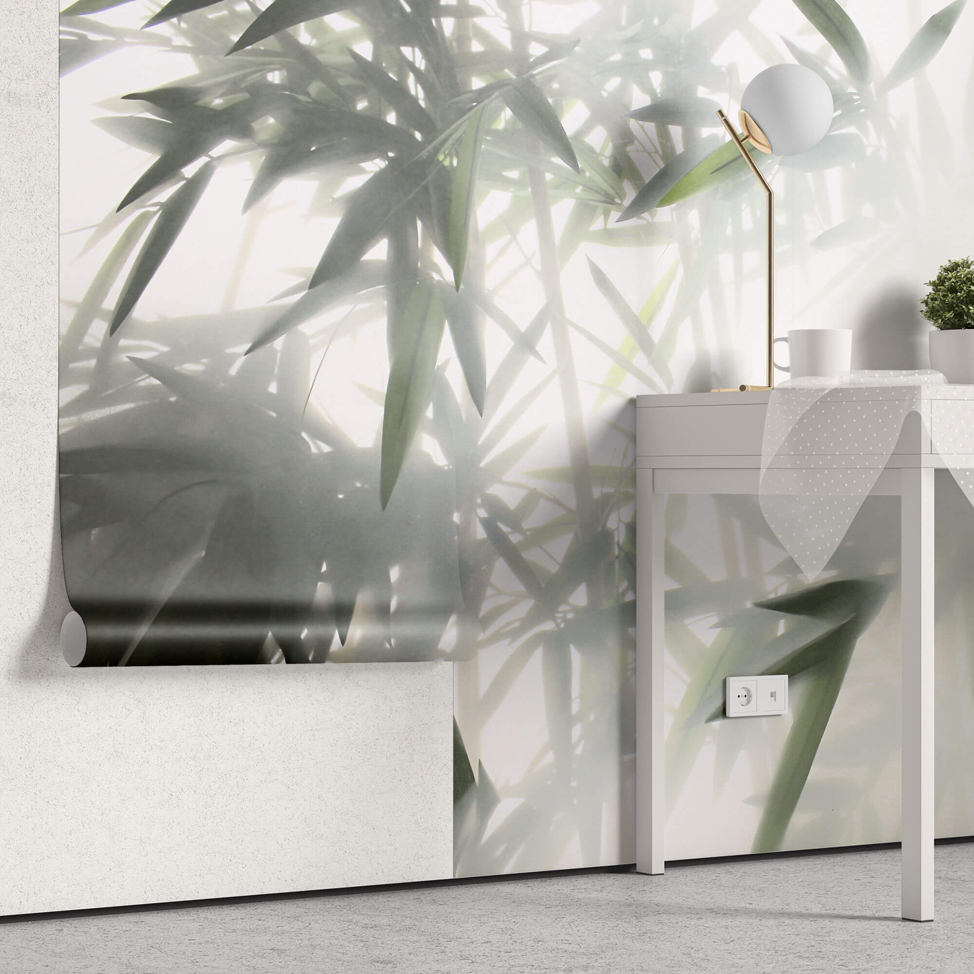 Tapet Zen Oriental cu bambusi aflati in ceata - STEAMY BAMBOO