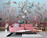 Tapet Zen Oriental cu copaci infloriti si pasari orientale - CANDY BIRDS CHINOISERIE