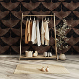 Tapet Zen Oriental cu pasari orientale in nuante maronii - BRASSY EGRETE PATTERN