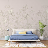 Tapet Zen Oriental cu gradina inflorita in stil chinoiserie in nuante de roz pal - LIGHT PINK CHINOISERIE