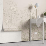 Tapet Zen Oriental cu gradina inflorita in stil chinoiserie in nuante de roz pal - LIGHT PINK CHINOISERIE