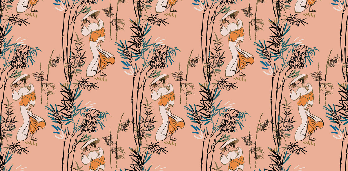 Salmon Geisha Personalised Wallpaper