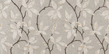 Tapet Zen Oriental cu flori orientale embosate in nuante de gri si crem - CERAMIC ORIENTAL FLOWERS