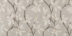 Tapet Zen Oriental cu flori orientale embosate in nuante de gri si crem - CERAMIC ORIENTAL FLOWERS