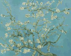 Tapet Zen Oriental cu copac inflorit pictat cu fundal albastru - BLUE TREE ORIENTAL