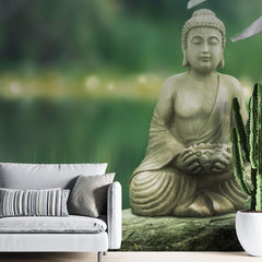 Tapet Zen Oriental cu peisaj natural si statueta lui Buddha - LAKE BUDDHA