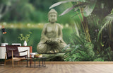 Tapet Zen Oriental cu peisaj natural si statueta lui Buddha - LAKE BUDDHA