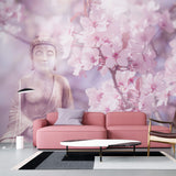 Tapet Zen Oriental cu ciresi infloriti si statueta lui Buddha - CHERRY BLOSSOM BUDDHA